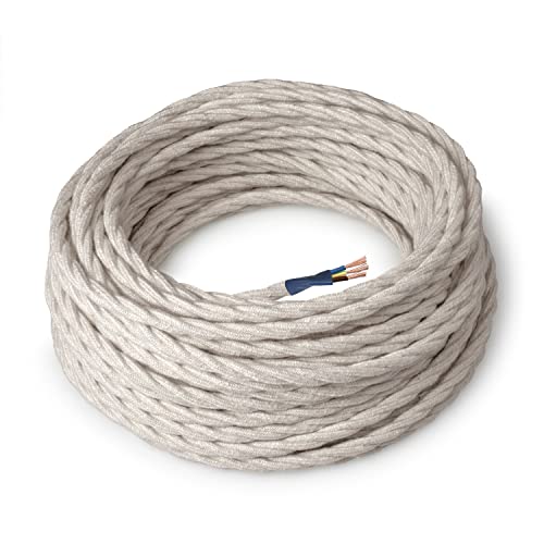 Amarcords - Textilkabel für Lampen LABRADOR, geflochten, Leinen, 3 Meter, mit Erdung 3x0,75 - Stoffkabel mit farbigem vintage Stoff überzogen für Kronleuchter, Wandlampen und Lampenschirme Amarcords - Textilkabel für Lampen LABRADOR, geflochten, Leinen, 3 Meter, mit Erdung 3x0,75 - Stoffkabel mit farbigem vintage Stoff überzogen für Kronleuchter, Wandlampen und Lampenschirme von AMARCORDS