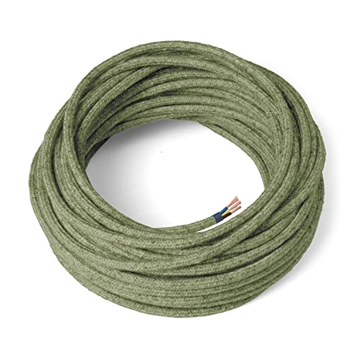 Amarcords - Textilkabel für Lampen ORIGAN, rund, Hanf, 30 Meter, mit Erdung 3x0,75 - Stoffkabel mit farbigem vintage Stoff überzogen für Kronleuchter, Wandlampen und Lampenschirme Amarcords - Textilkabel für Lampen ORIGAN, rund, Hanf, 30 Meter, mit Erdung 3x0,75 - Stoffkabel mit farbigem vintage Stoff überzogen für Kronleuchter, Wandlampen und Lampenschirme von AMARCORDS