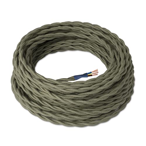 Amarcords - Textilkabel für Lampen SALBEI, geflochten, Leinen, 10 Meter, mit Erdung 3x0,75 - Stoffkabel mit farbigem vintage Stoff überzogen für Kronleuchter, Wandlampen und Lampenschirme Amarcords - Textilkabel für Lampen SALBEI, geflochten, Leinen, 10 Meter, mit Erdung 3x0,75 - Stoffkabel mit farbigem vintage Stoff überzogen für Kronleuchter, Wandlampen und Lampenschirme von AMARCORDS