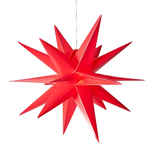 AMARE LED 3D Außenstern Rot ca. 57 x 48 x 44 (B x H x T), für den Innen- und Außenbereich, mit Timer, 57cm - Netzbetrieb von AMARE