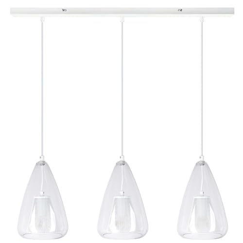 AMARE LED Pendelleuchte Höhe 24 cm, H: max. 150 cm, Länge 75 cm (ohne Leuchtmittel 3 x E14, max. 40 W), Glas klar von AMARE