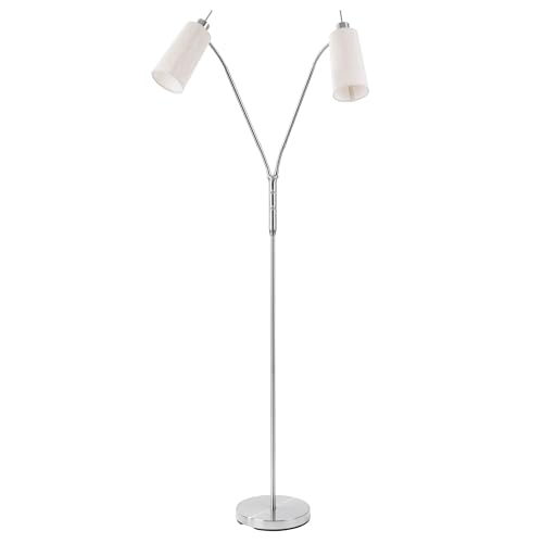 AMARE LED Stehleuchte Textilschirm Höhe 150 cm, Länge 18 cm, Schirm D: 10 cm (ohne Leuchtmittel 2x E14, max. 25W), Metall Nickel matt von AMARE