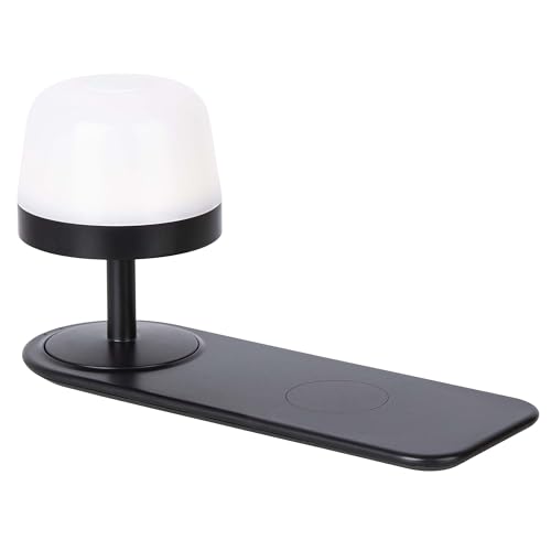 AMARE LED Tischleuchte H: 13 cm L: 25 cm inklusive Leuchtmittel warmweiß, 3-fach Touchdimmer, induktive Ladefunktion, Kunststoff, Schwarz von AMARE