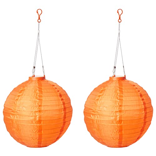 AMARE Solar Lampion XXL 2er Set rund orange Ø ca. 30 cm mit 1 warmweißen LED von WELFE