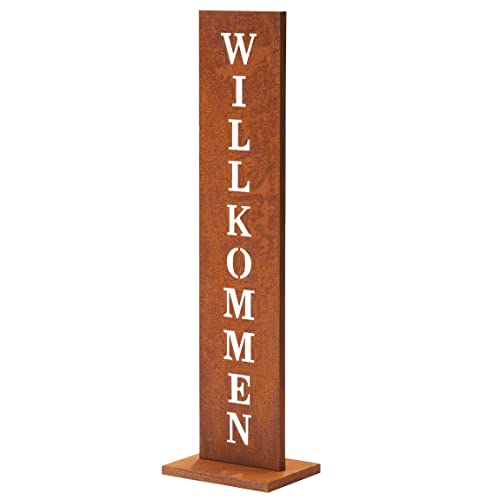 AMARE Standschild Willkommen 20 x 15 x 72 cm, rostfarben von AMARE