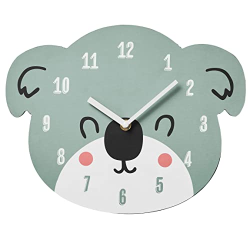 AMARE Wanduhr Kinderdesign Koala, 31 x 2 cm in Türkis von AMARE