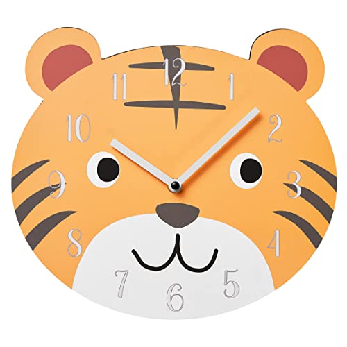 AMARE Wanduhr Kinderdesign Tiger, 31 x 2 cm in Orange von AMARE