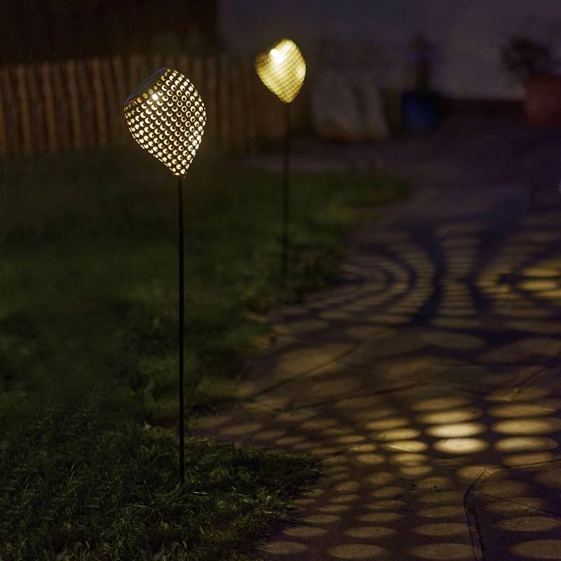 Amare LED-Solardekostecker 2er-Set Kelch schräg Metallfarben von AMARE