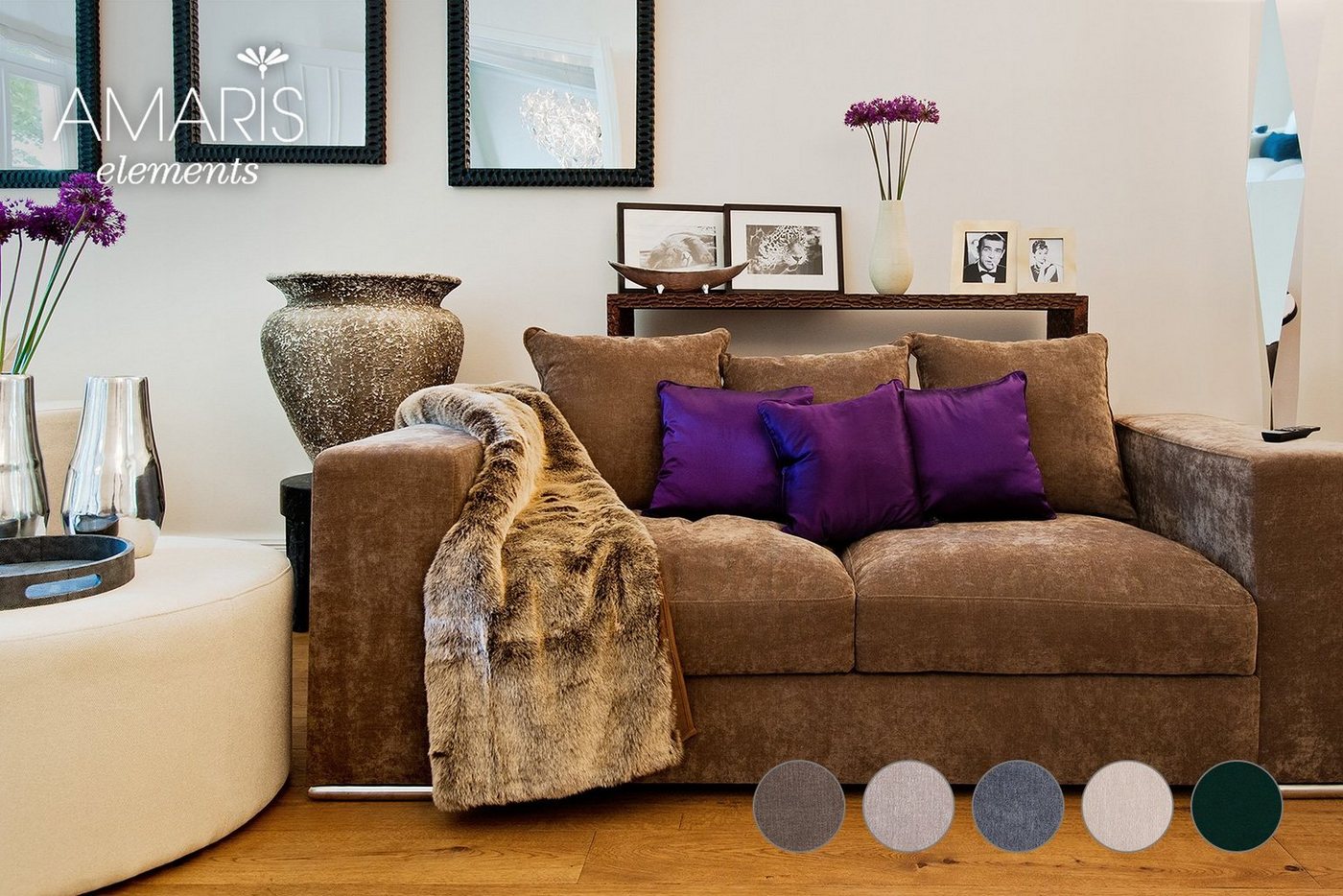 AMARIS Elements Sofa 'George' 2 Sitzer Couch 2m, Samt od. Stoff-Bezug gemütlich 4 Größen von AMARIS Elements