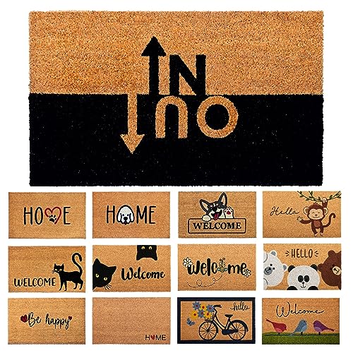 AMARU DOOR MATS Fußmatte Kokosfaser In-Out - 70x40cm - Willkommens Fussmatte mit Antirutsch PVC & Kokos Oberfläche - für Hauseingänge, Flure, Außentüren, Wohnaccessoires - Schlichtes Originaldesign von AMARU DOOR MATS