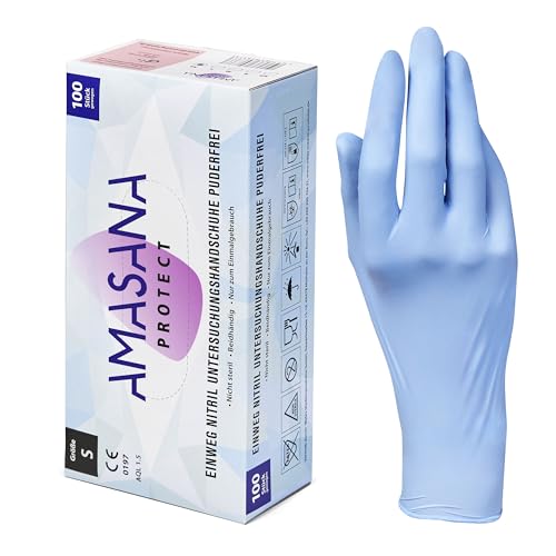 AMASANA Einweg Nitril Handschuhe (Blau, S) von AMASANA