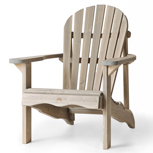 AMATA Single Adirondack Stuhl für Draußen, UNGURS Collection - Wetterfester Holzstuhl für Terrasse, Hinterhof und Garten Feuerstellen - Ergonomisch und Langlebig, Zeitloses Design (Grau) von AMATA