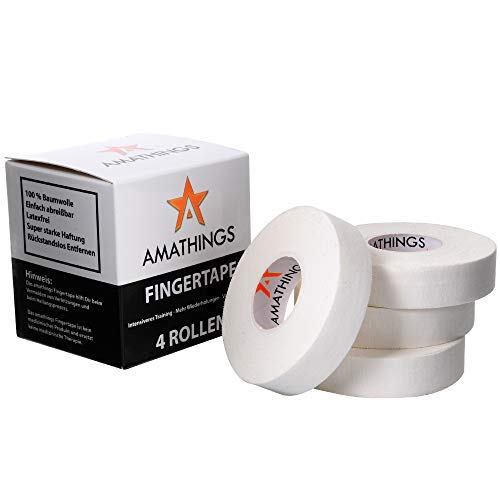 4 Rollen Klettertape 1,5cm breit in weiß ideales Fingertape und Sporttape für Klettern Bouldern Kraftsport Volleyball Kampfsport Torwart Handball von AMATHINGS