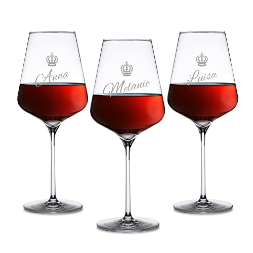AMAVEL 3er Set Weingläser mit personalisierter Namensgravur, Geschenkidee für Freunde und Weinliebhaber, 500 ml von AMAVEL