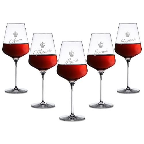 AMAVEL 5er Set Weingläser mit personalisierter Namensgravur, Geschenkidee für Freunde und Weinliebhaber, 500 ml von AMAVEL