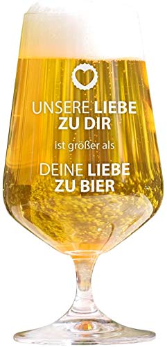 AMAVEL Bierglas Pilstulpe mit Gravur Unsere Liebe zu Dir, Vatertagsgeschenk, Geburtstagsgeschenk für Männer, Füllmenge: 0,38 l von AMAVEL