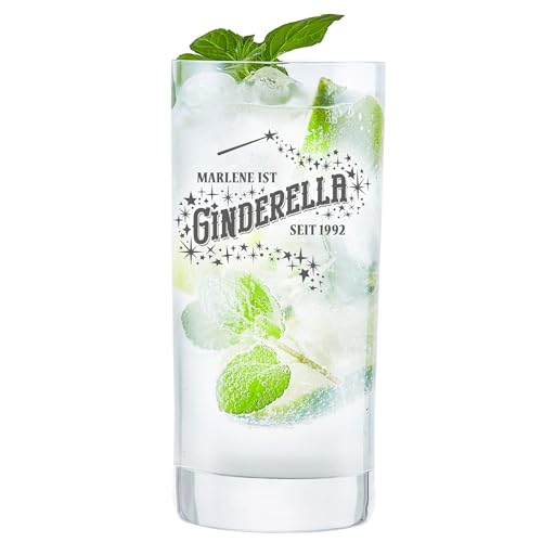 AMAVEL Bierglas mit Gravur, Ginderella Craftbierglas, Personalisiertes Glas mit Name und Jahreszahl, Trinkglas, Gravierte Gläser, Geschenkidee, Gläser mit Gravur von AMAVEL