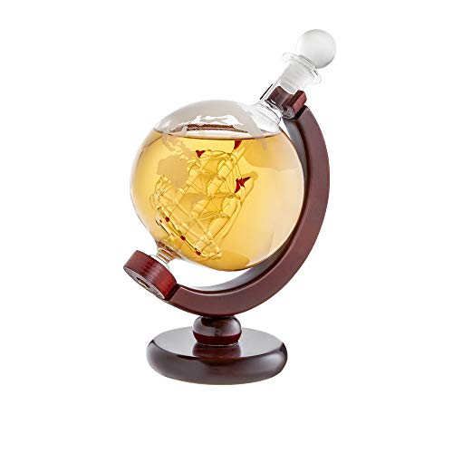AMAVEL Dekanter für Whisky im Globus Look mit Schiff, luftdichtem Verschluss und Weltkarten Motiv, Füllmenge 650 ml AMAVEL Dekanter für Whisky im Globus Look mit Schiff, luftdichtem Verschluss und Weltkarten Motiv, Füllmenge 650 ml von AMAVEL