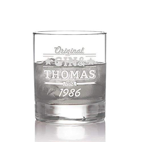 AMAVEL Ginglas mit Gravur, Personalisiert mit Namen und Jahreszahl, Tumbler, Gin & Tonic, Füllmenge: 320 ml, Trinkglas für Gin AMAVEL Ginglas mit Gravur, Personalisiert mit Namen und Jahreszahl, Tumbler, Gin & Tonic, Füllmenge: 320 ml, Trinkglas für Gin von AMAVEL