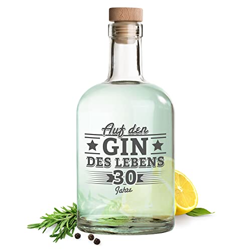 AMAVEL Glasflasche mit Gravur zum 30. Geburtstag, Flasche mit Korken, Apothekerflasche zum Befüllen, Geburtstagsgeschenk für Männer, Deko Abfüllflasche aus Glas, Gravierte Ginflasche, 700 ml von AMAVEL