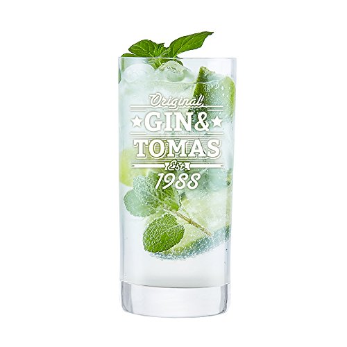 AMAVEL Longdrinkglas mit Gravur, Original Gin und, Personalisiert mit Namen und Jahreszahl, Cocktailglas von AMAVEL