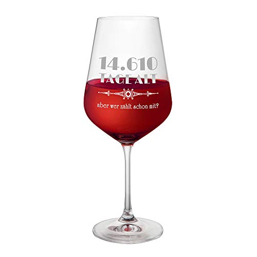 AMAVEL Rotweinglas, Weinglas mit Gravur zum 40. Geburtstag, 14.610 Tage alt Aber wer zählt Schon mit, Füllmenge: 500 ml von AMAVEL