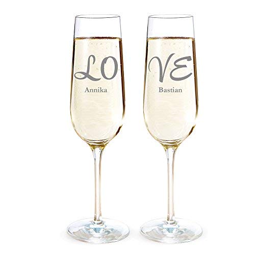 AMAVEL Sektgläser 2er Set mit Gravur für Paare, Love, Personalisiert mit Namen, Individuelle Sektflöten als Geschenk-Idee für Verliebte, Sektkelch Hochzeitsgeschenk, ca. 0,2 l AMAVEL Sektgläser 2er Set mit Gravur für Paare, Love, Personalisiert mit Namen, Individuelle Sektflöten als Geschenk-Idee für Verliebte, Sektkelch Hochzeitsgeschenk, ca. 0,2 l von AMAVEL