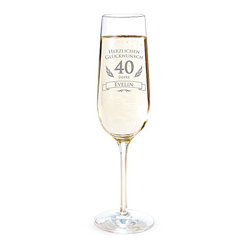 AMAVEL Sektglas mit Gravur zum 40. Geburtstag – Personalisiert mit [Namen] – Sektflöte als Geburtstagsgeschenk – Geschenkidee für Frauen – Glas für Sekt, Champagner und Prosecco – Sektkelch von AMAVEL