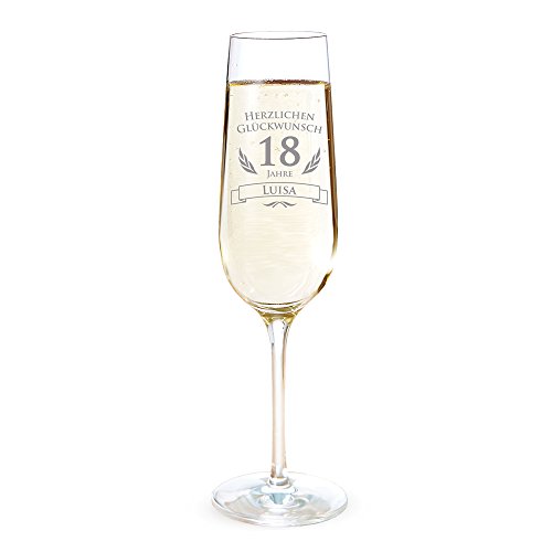 AMAVEL Sektglas mit Gravur zum 18. Geburtstag – Personalisiert mit [Namen] – Sektflöte als Geburtstagsgeschenk – Geschenkidee für Frauen – Glas für Sekt, Champagner und Prosecco – Sektkelch von AMAVEL