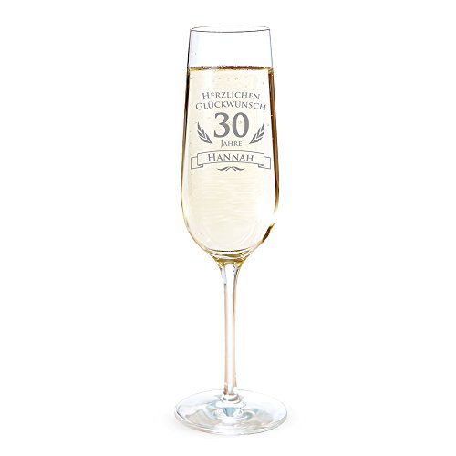 AMAVEL Sektglas mit Gravur zum 30. Geburtstag – Personalisiert mit [Namen] – Sektflöte als Geburtstagsgeschenk – Geschenkidee für Frauen – Glas für Sekt, Champagner und Prosecco – Sektkelch von AMAVEL