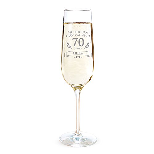 AMAVEL Sektglas mit Gravur zum 70. Geburtstag – Personalisiert mit [Namen] – Sektflöte als Geburtstagsgeschenk – Geschenkidee für Frauen – Glas für Sekt, Champagner und Prosecco – Sektkelch von AMAVEL
