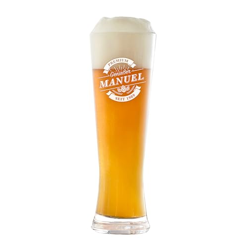 AMAVEL Weizenglas mit Gravur, Personalisiertes Bierglas mit Namen und Jahr, Bier Geschenke für Männer, Glas mit Namen, Geschenke für Bierliebhaber, 500 ml von AMAVEL
