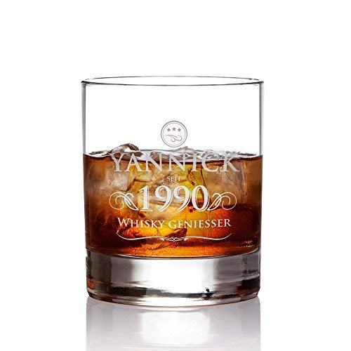 AMAVEL Whiskyglas mit Gravur, Elegant, Whiskygenießer, Personalisiert mit Name und Jahreszahl, Tumbler Whiskeyglas von AMAVEL