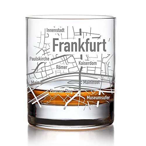 AMAVEL Whiskyglas mit Gravur der Frankfurt Stadtkarte, Whisky Glas, Frankfurt Geschenk, Whisky Zubehör, Glas mit Gravur, Frankfurt Souvenir, Whiskey Gläser, Geschenke für Männer, Whiskey Glas von AMAVEL