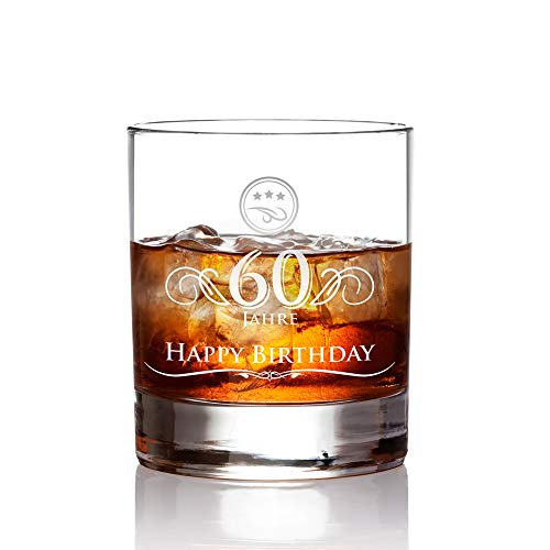 AMAVEL Whiskyglas mit Gravur zum 60. Geburtstag – Elegant – 60 Jahre – Tumbler Whiskeyglas – Geschenkideen für Männer zum Geburtstag – Geburtstagsgeschenke für Opa – Füllmenge: 320 ml von AMAVEL