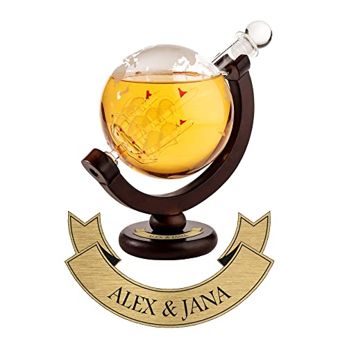 AMAVEL Whiskykaraffe mit innenliegendem Segelschiff und luftdichtem Verschluss, Personalisierte Plakette mit Namen, Füllmenge: 650 ml AMAVEL Whiskykaraffe mit innenliegendem Segelschiff und luftdichtem Verschluss, Personalisierte Plakette mit Namen, Füllmenge: 650 ml von AMAVEL