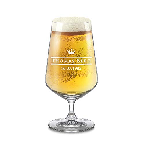 AMAVEL Bierglas mit Gravur, Royal, Personalisiert mit Wunschnamen und Datum, Pilstulpe, Pilsglas für Biertrinker, Füllmenge: 400 ml von AMAVEL