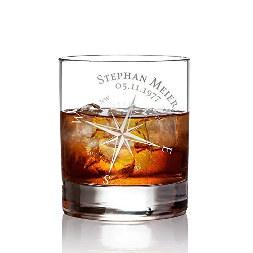 AMAVEL Whiskyglas mit Gravur Kompass, Personalisiert mit Namen und Datum, Tumbler Whiskeyglas, Füllmenge: 320 ml AMAVEL Whiskyglas mit Gravur Kompass, Personalisiert mit Namen und Datum, Tumbler Whiskeyglas, Füllmenge: 320 ml von AMAVEL