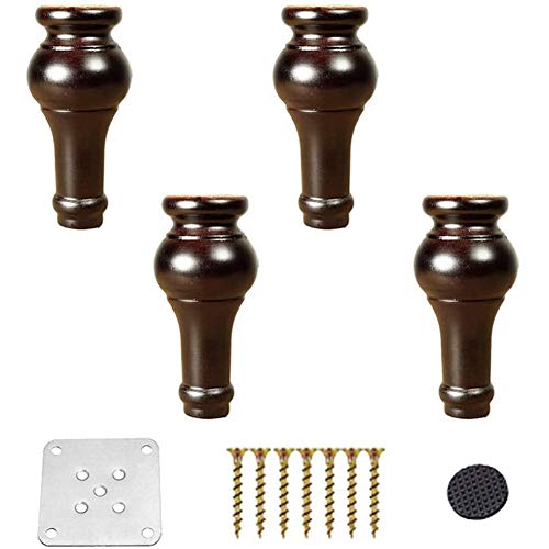 AMAZOM Massivholz Möbel Beine Brötchen Füße Ersatz Sofa Couch Stuhl Osmanischen Couchtisch Schrank TV-Ständer Kommode Holzbeine 4Er-Set (3,54", Braune Farbe),10cm von AMAZOM