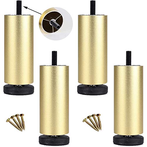 AMAZOM Schwarze Runde Metallbeine, Ersatzsofa Couchstuhl Osmanischer Couchtisch Schrank Möbel Metallbeine, Metallmöbelbeine (9.84"4Er-Set),A,6cm von AMAZOM