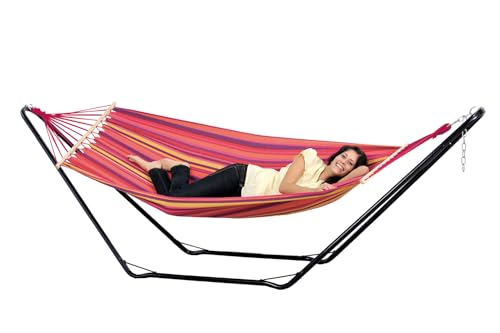 AMAZONAS - Beach Set Hängematte Vulcano | Hängematte mit stabilem Stahlgestell | Belastbar bis 100 kg, Liegefläche 200 x 100 cm | Schnell aufzustellen und leicht zu verstauen von AMAZONAS