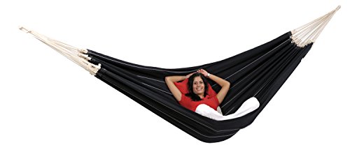 AMAZONAS Brasilianische Hängematte XL Barbados Black 230 x 150cm für Mehrpersonen bis 200kg Black Gesamtlänge 340 cm von AMAZONAS