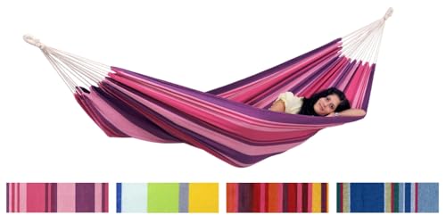 AMAZONAS Hängematte wetterfest UV-beständig Tahiti Candy 200cm x 100cm bis 120kg buntgestreift von AMAZONAS