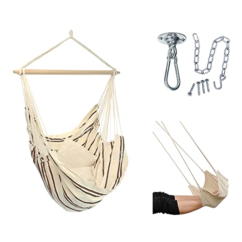 AMAZONAS Hängesessel Brasil Set Cappuccino | Brasil Hängesessel + Deckenhaken Power Hook + Fußablage | Sitzfläche 130x160 cm bis 150 kg hellgestreift AMAZONAS Hängesessel Brasil Set Cappuccino | Brasil Hängesessel + Deckenhaken Power Hook + Fußablage | Sitzfläche 130x160 cm bis 150 kg hellgestreift von AMAZONAS