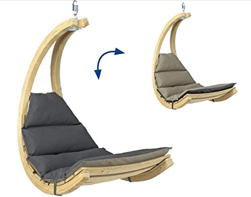 AMAZONAS Swing Chair Anthracite stylischer Schwebesessel mit extra Dicker Matratze aus FSC Fichtenholz bis 120 kg von AMAZONAS