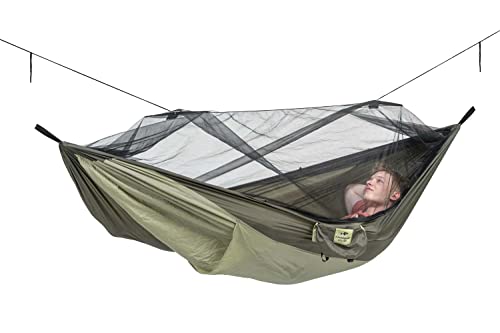 AMAZONAS - Ultra-Light Hängematte Moskito-Traveller Thermo XXL | Ultraleichte Hängematte mit Moskitonetz. Hängematte inkl. Fach für eine Isomatte | Belastbar bis 200 kg; Maße 3,05m x 1,60m von AMAZONAS