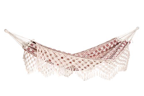AMAZONAS XXL Boho Hängematte aus Brasilien Rio Bordeaux (Jacquard) 250cm x 160cm bis 200kg rotgemustert Boho Hängematte von AMAZONAS