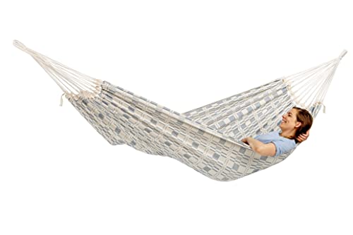 AMAZONAS XXL Hängematte Carioca Azul Jacquard Liegefläche 250 x 175 cm für 2 Personen bis 200 kg in Natura-hellblau aus recycelte Baumwolle weich sehr stabil edler Look handgewebt (Azul) von AMAZONAS