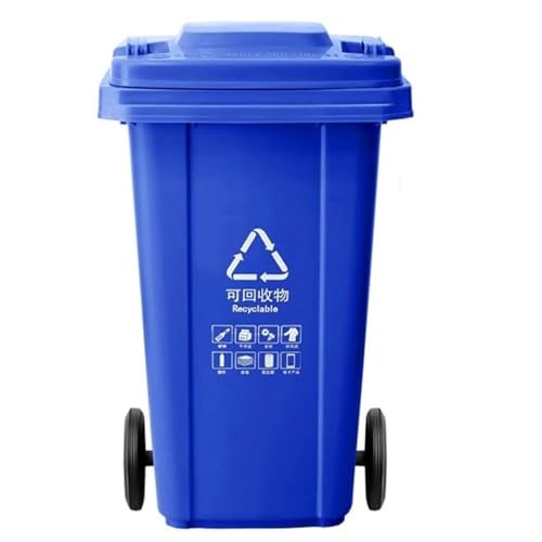 AMAZWI 100L 120L Großer Mülleimer Außenbereich Mit Rädern Und Rutschfestem Griff, Stabil Und Bruchsicher For Restaurants, Büros, Lager(Blue,100L) von AMAZWI