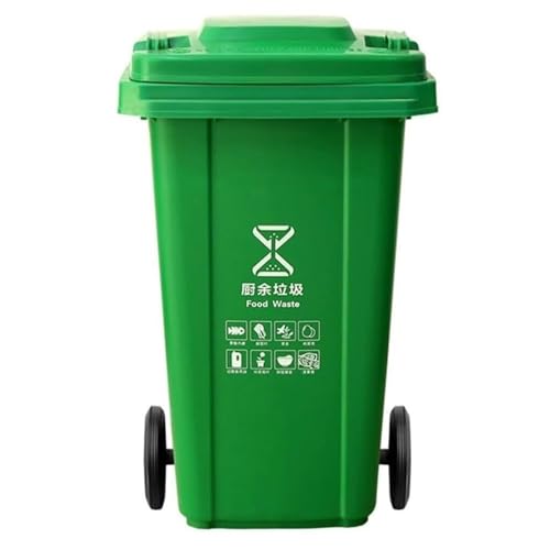 AMAZWI 100L 120L Großer Mülleimer Außenbereich Mit Rädern Und Rutschfestem Griff, Stabil Und Bruchsicher For Restaurants, Büros, Lager(Green,100L) von AMAZWI